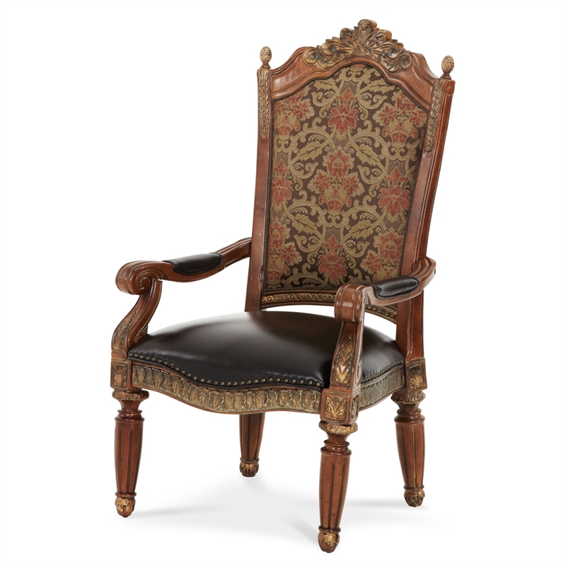 Pemberly Row Wood Dining Arm Chair in Classic Chestnut (Set of 2)