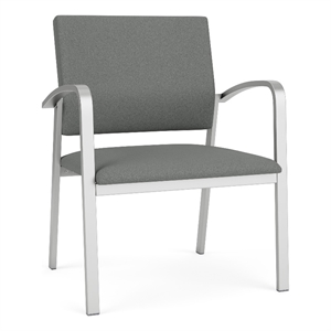 Pemberly Row Reception Waiting 18.5&quot Silver Steel Guest Chair in Light Gray