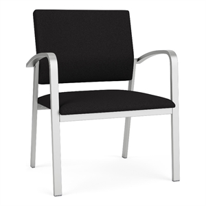 Pemberly Row Reception Waiting 18.5&quot Silver Steel Guest Chair in Black