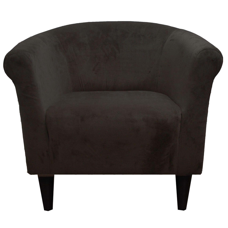 Pemberly Row Traditional Fabric Club Chair with Padded Seat in Black