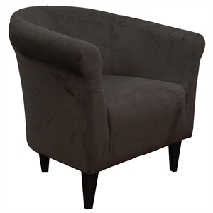 Pemberly Row Traditional Fabric Club Chair with Padded Seat in Black
