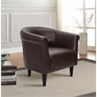 Pemberly Row Traditional Faux Leather Club Chair in Brown Finish