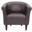 Pemberly Row Traditional Faux Leather Club Chair in Brown Finish