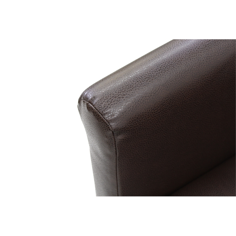 Pemberly Row Traditional Faux Leather Club Chair in Brown Finish