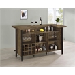 Pemberly Row Farmhouse Freestanding Home Bar Wine Cabinet Rustic Oak