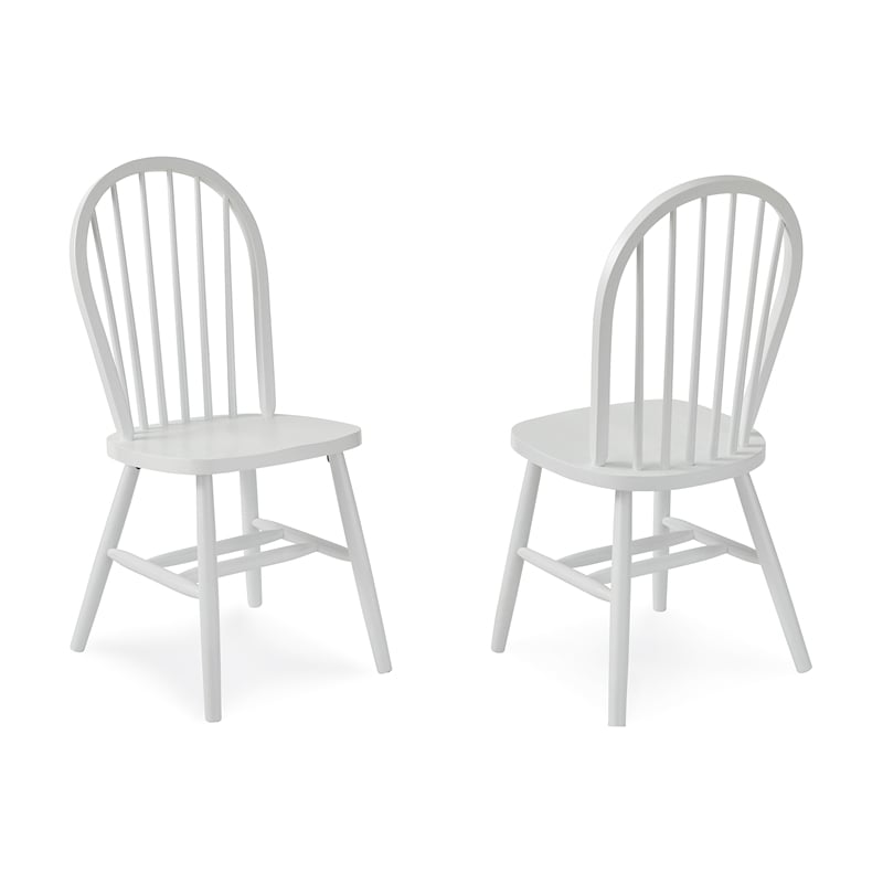 Pemberly Row Traditional Solid Wood Spindleback Chair in White