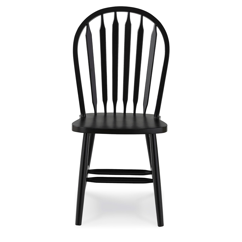 Pemberly Row Traditional Solid Wood Arrowback Chair in Black