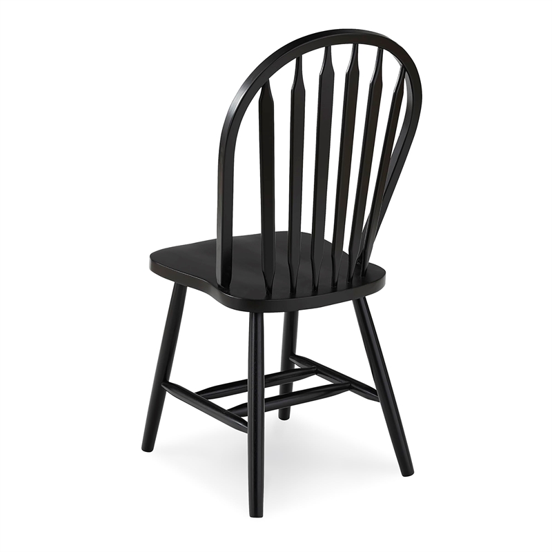 Pemberly Row Traditional Solid Wood Arrowback Chair in Black