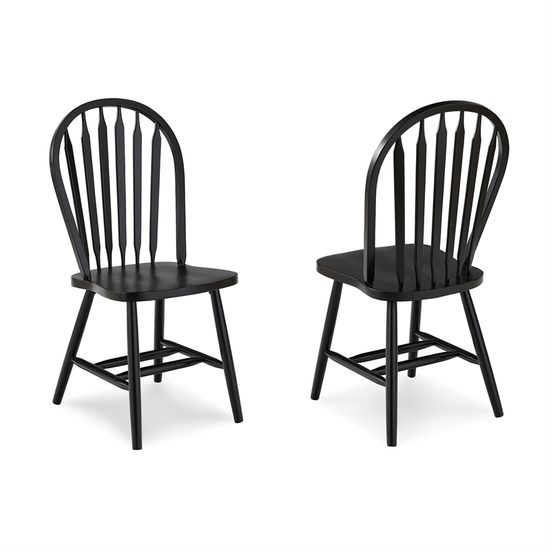 Pemberly Row Traditional Solid Wood Arrowback Chair in Black