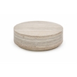 Pemberly Row Contemporary Engineered Wood Travertine Round Coffee Table