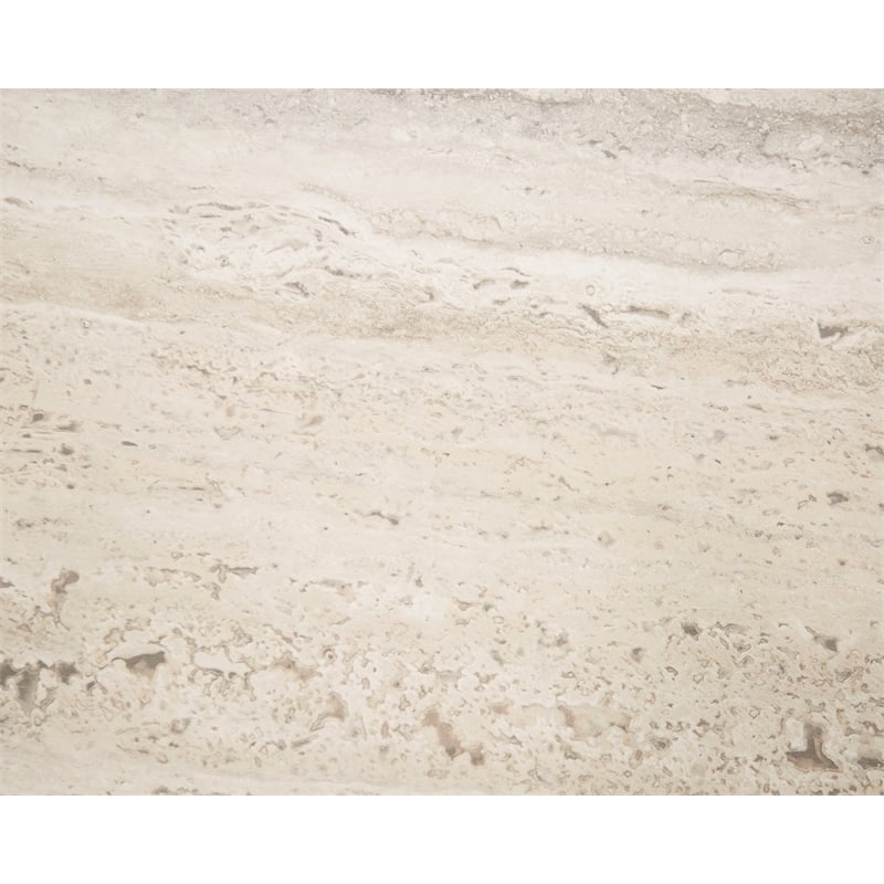 Pemberly Row Contemporary Engineered Wood Travertine Round Coffee Table