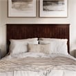 Pemberly Row Queen Coastal Solid Wood Panel Headboard in Walnut