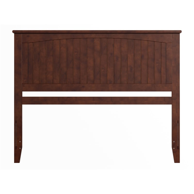 Pemberly Row Queen Coastal Solid Wood Panel Headboard in Walnut
