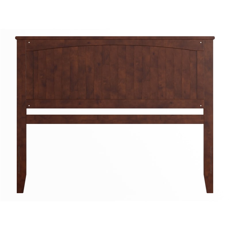 Pemberly Row Queen Coastal Solid Wood Panel Headboard in Walnut