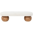 Pemberly Row Contemporary Rich Cream Finish Boucle Fabric Bench