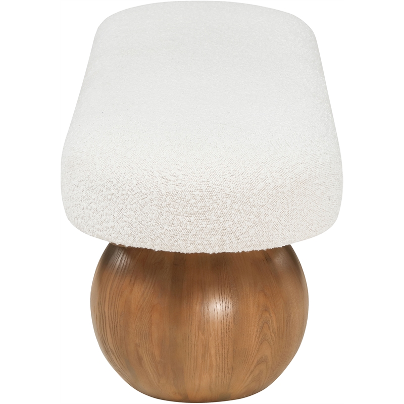 Pemberly Row Contemporary Rich Cream Finish Boucle Fabric Bench