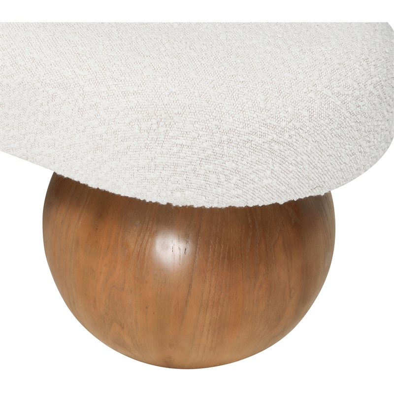 Pemberly Row Contemporary Rich Cream Finish Boucle Fabric Bench