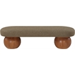 Pemberly Row Contemporary Rich Olive Green Boucle Fabric Bench