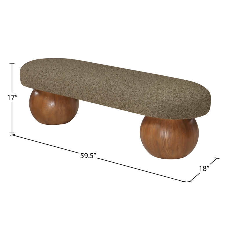 Pemberly Row Contemporary Rich Olive Green Boucle Fabric Bench