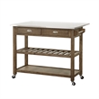 Pemberly Row Kitchen Cart with Drop-Leaf in Barnwood Wire-Brush