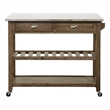 Pemberly Row Kitchen Cart with Drop-Leaf in Barnwood Wire-Brush