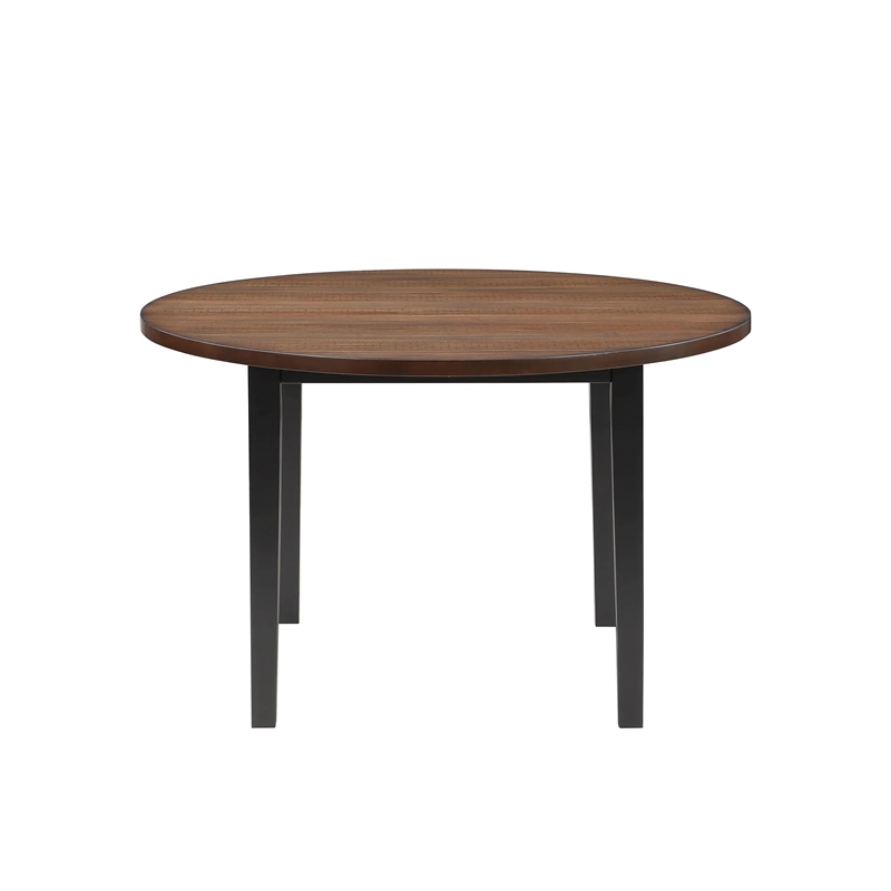 Pemberly Row 5-Piece Round Solid Wood Dining Set in Brown/Black
