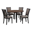 Pemberly Row 5-Piece Round Solid Wood Dining Set in Brown/Black