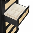 Pemberly Row Jewelry Armoire 5 Drawers/Cane Front Panels in Black Painted Wood