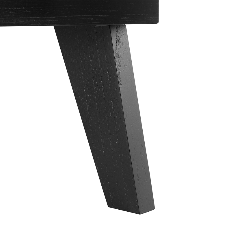 Pemberly Row Jewelry Armoire 5 Drawers/Cane Front Panels in Black Painted Wood