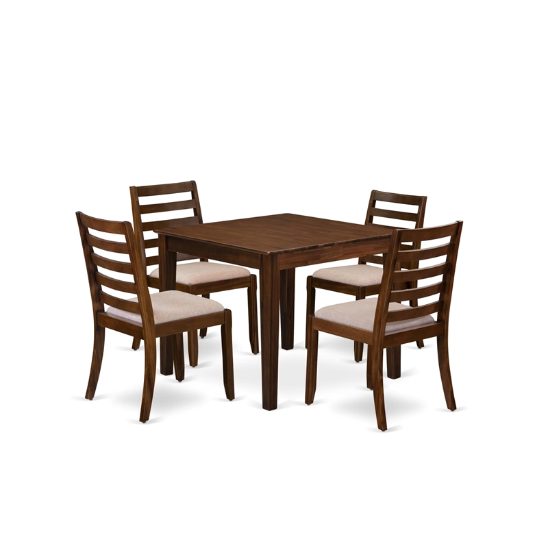 Pemberly Row Mid-Century 5-Piece Dining Table Set in Walnut Finish