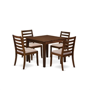 Pemberly Row Mid-Century 5-Piece Dining Table Set in Walnut Finish