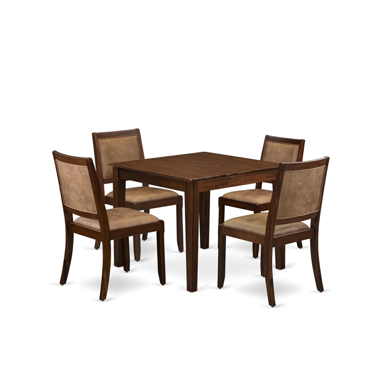 Pemberly Row Mid-Century 5-Piece Dining Room Set in Walnut Finish