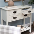 Pemberly Row Beadboard Console 4 Drawers Lower Shelf in Antique White Wood