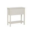 Pemberly Row Beadboard Console 4 Drawers Lower Shelf in Antique White Wood
