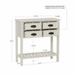 Pemberly Row Beadboard Console 4 Drawers Lower Shelf in Antique White Wood