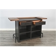 Pemberly Row Solid Wood Wood Home Bar Set of 1 Bar and 2 Bar Stools