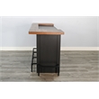 Pemberly Row Solid Wood Wood Home Bar Set of 1 Bar and 2 Bar Stools