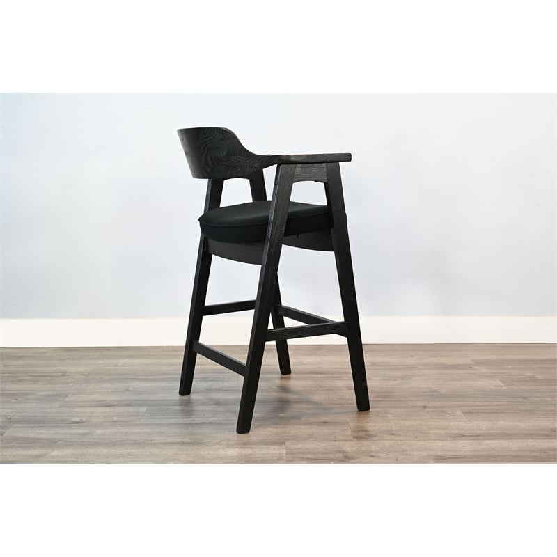 Pemberly Row Solid Wood Wood Home Bar Set of 1 Bar and 2 Bar Stools