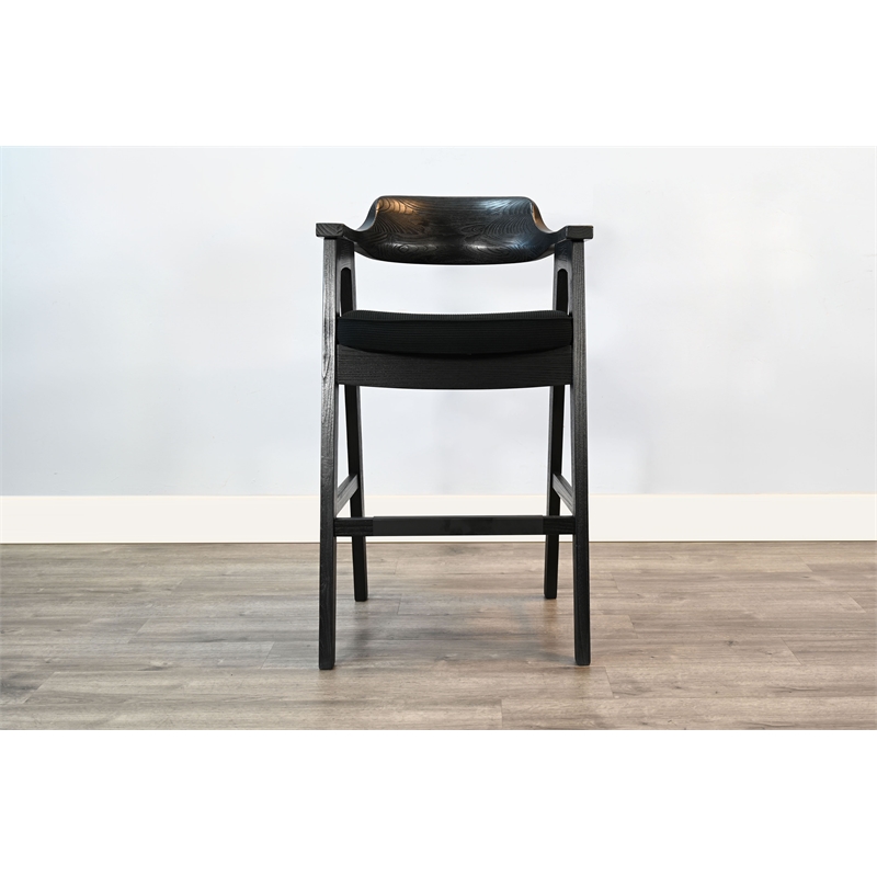 Pemberly Row Solid Wood Wood Home Bar Set of 1 Bar and 2 Bar Stools
