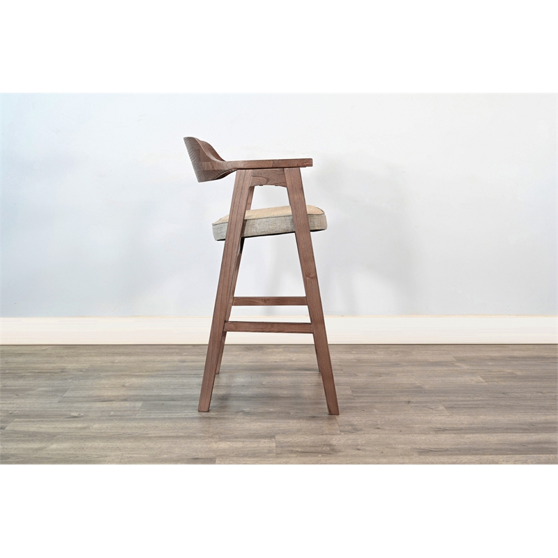 Pemberly Row Solid Wood Wood Home Bar Set of 1 Bar and 2 Bar Stools