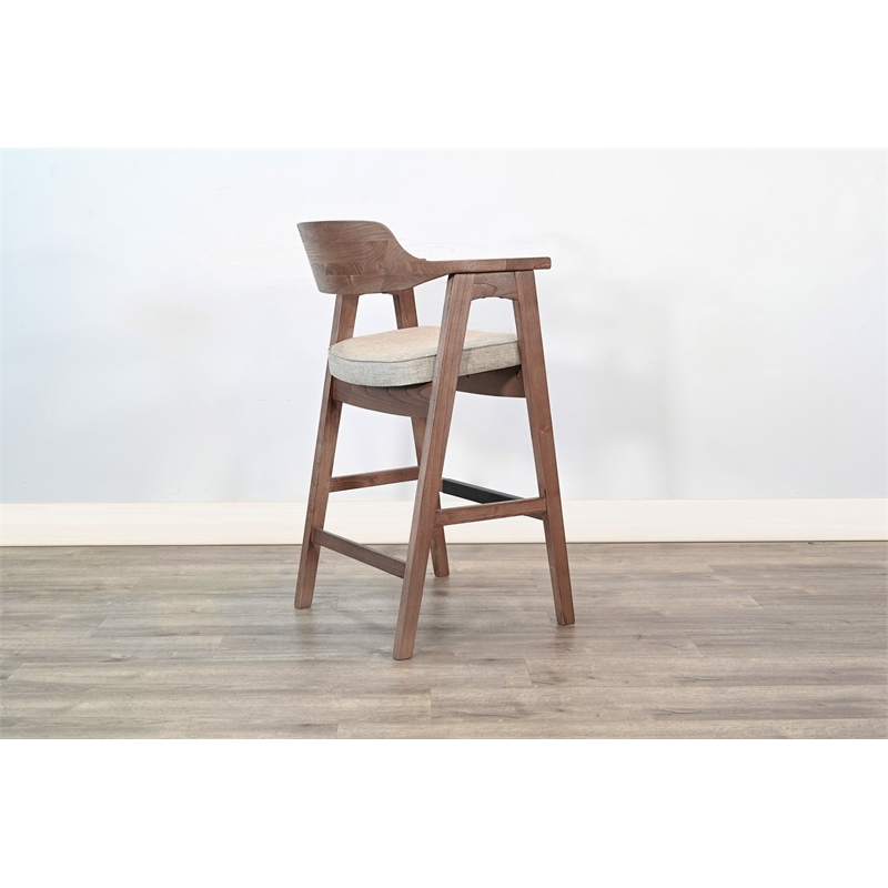 Pemberly Row Solid Wood Wood Home Bar Set of 1 Bar and 2 Bar Stools