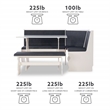 Pemberly Row Corner Nook Dining Set Charcoal Gray Fabric Seats in White Wood