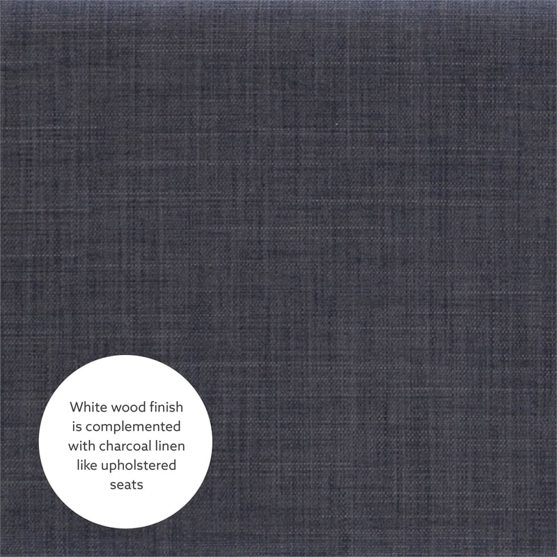 Pemberly Row Corner Nook Dining Set Charcoal Gray Fabric Seats in White Wood