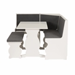 Pemberly Row Corner Nook Dining Set Charcoal Gray Fabric Seats in White Wood