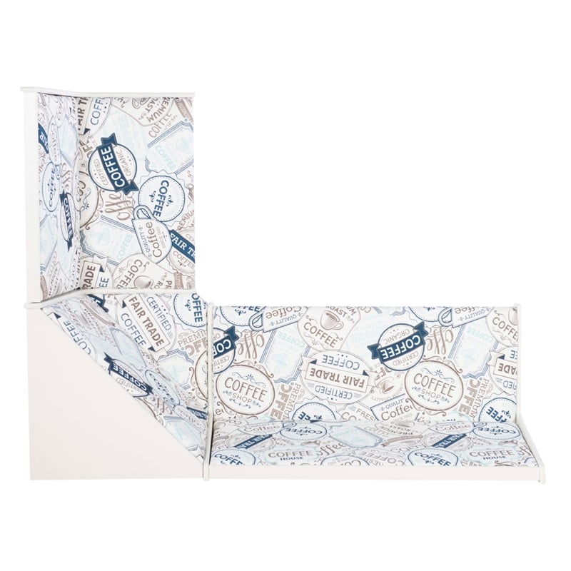 Pemberly Row Upholstered Corner Nook Dining Set in White Wood/Coffee Print