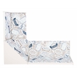 Pemberly Row Upholstered Corner Nook Dining Set in White Wood/Coffee Print