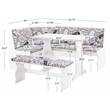 Pemberly Row Upholstered Corner Nook Dining Set in White Wood/Coffee Print