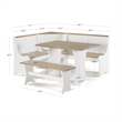 Pemberly Row Solid Wood Dining Nook Set with Storage in Antique White/Driftwood