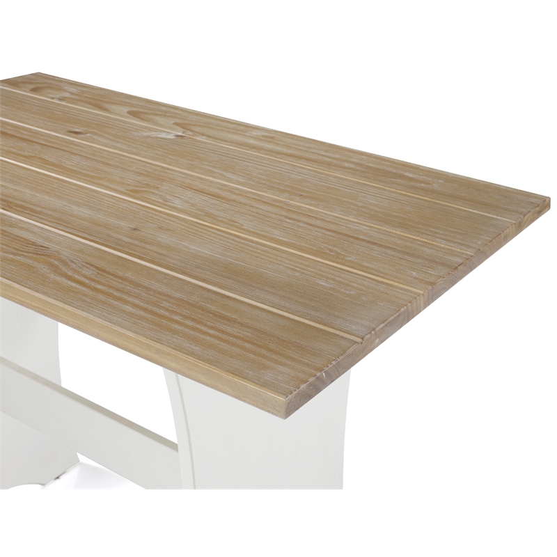 Pemberly Row Solid Wood Dining Nook Set with Storage in Antique White/Driftwood