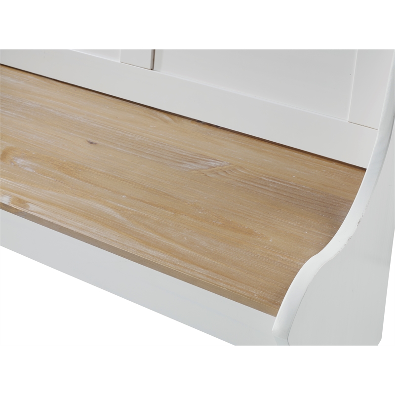 Pemberly Row Solid Wood Dining Nook Set with Storage in Antique White/Driftwood